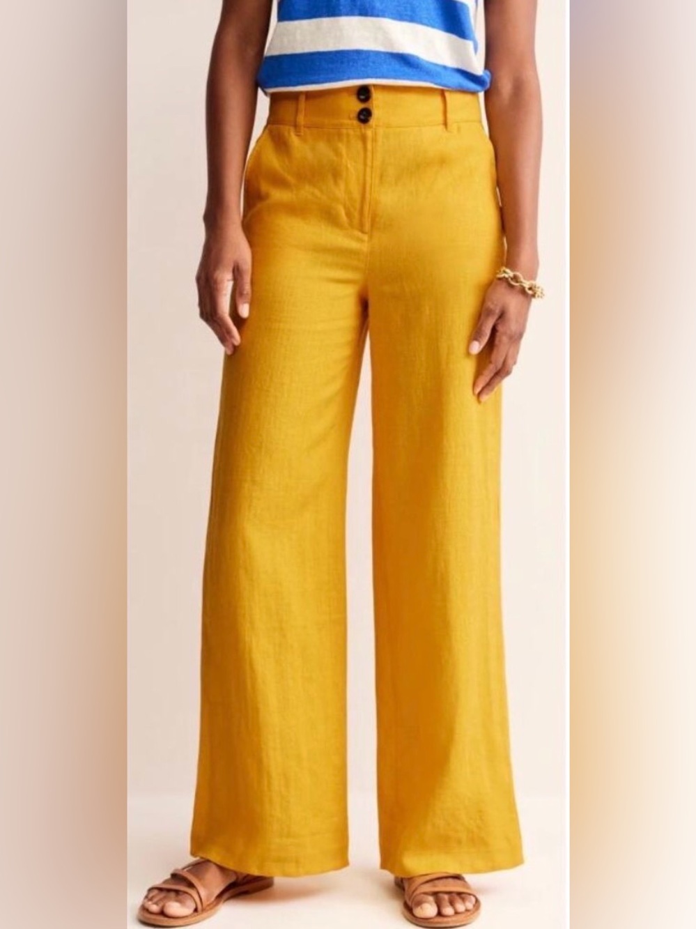 Boden Westbourne Wide-Leg Linen-Blend Pants in gorgeous Yellow